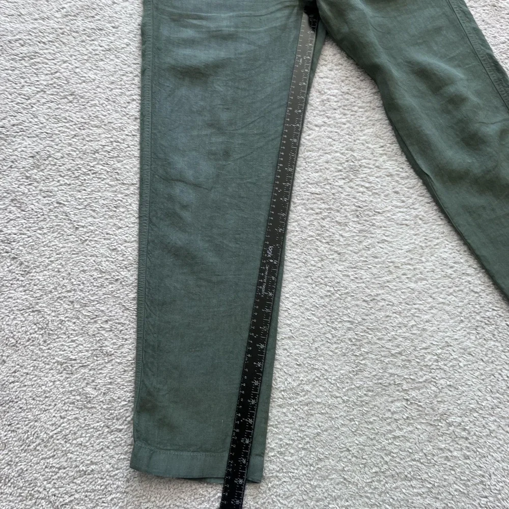 Octobre Editions Pants Mens M Green Linen Chino Elastic Waist Casual Tapered